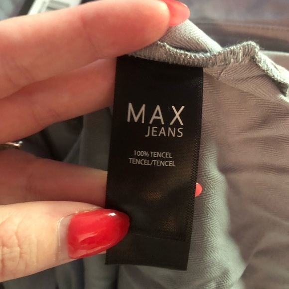 MAX JEANS Blue/Grey Collared Button Front Blouse w/ Pockets Size Small NEW - Picture 4 of 6